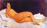 Amedeo Modigliani Famous Paintings - Nude Looking over Her Right Shoulder